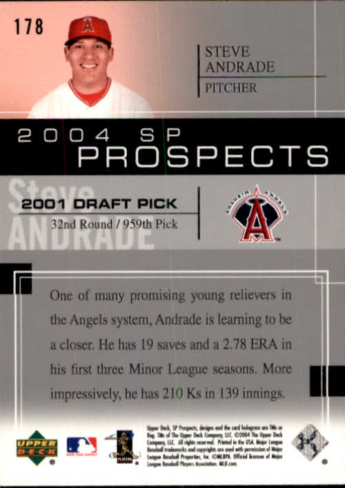 2004 SP Prospects #178 Steve Andrade RC back image