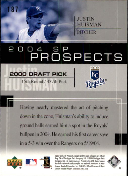 2004 SP Prospects #187 Justin Huisman RC back image