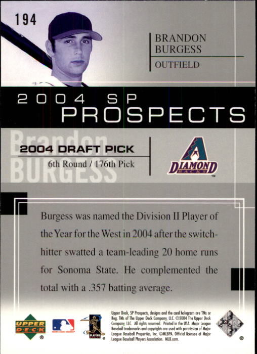 2004 SP Prospects - #201 Jermaine Brock (RC)