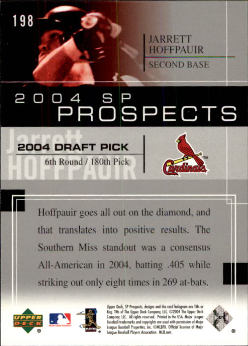 2004 SP Prospects #198 Jarrett Hoffpauir RC back image