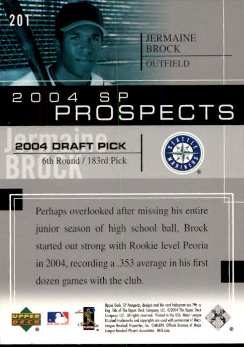 2004 SP Prospects - #201 Jermaine Brock (RC)