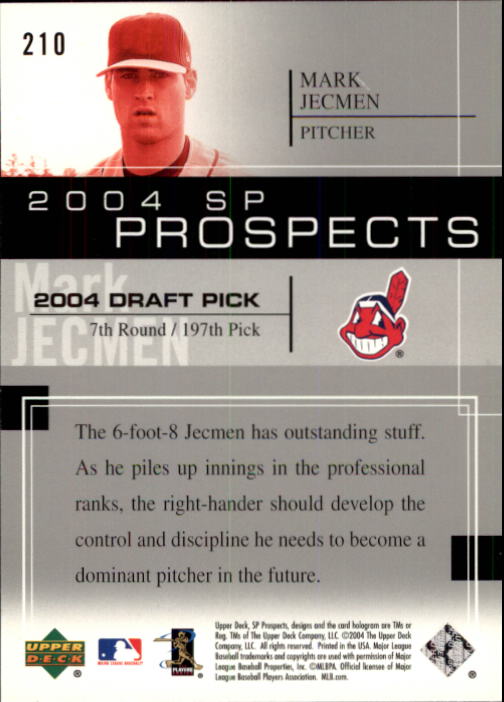 2004 SP Prospects #210 Mark Jecmen RC back image