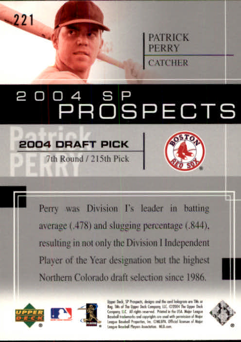 2004 SP Prospects #221 Patrick Perry RC back image
