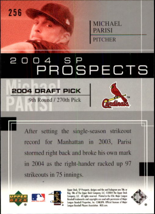 2004 SP Prospects #256 Michael Parisi RC back image