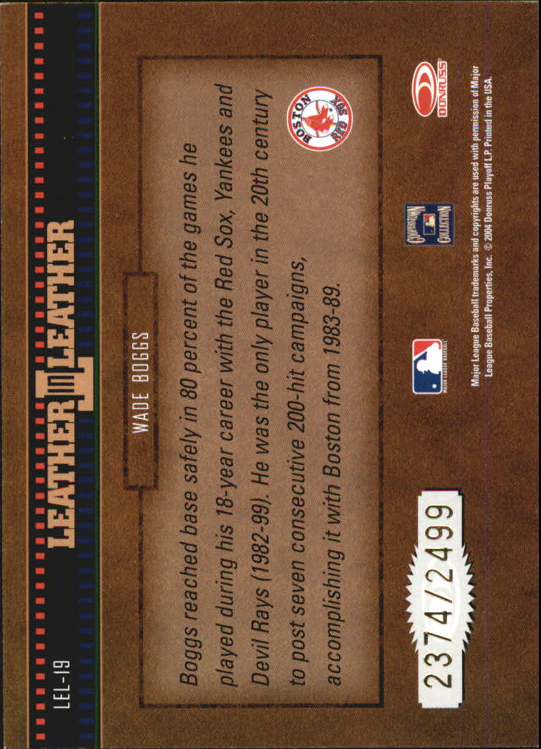 2004 Leather and Lumber Leather in Leather #19 Wade Boggs BG back image