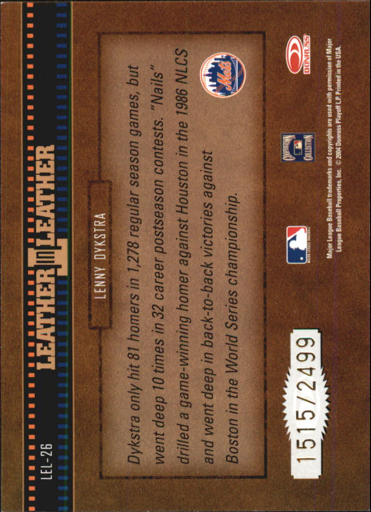 2004 Leather and Lumber Leather in Leather #26 Lenny Dykstra FG back image