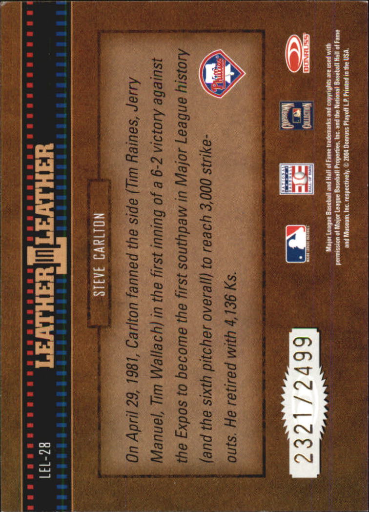 2004 Leather and Lumber Leather in Leather #28 Steve Carlton FG back image