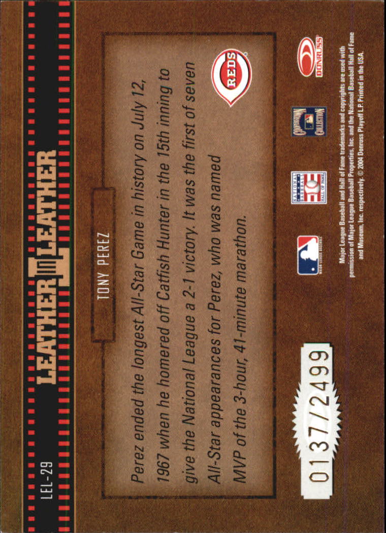2004 Leather and Lumber Leather in Leather #29 Tony Perez FG back image