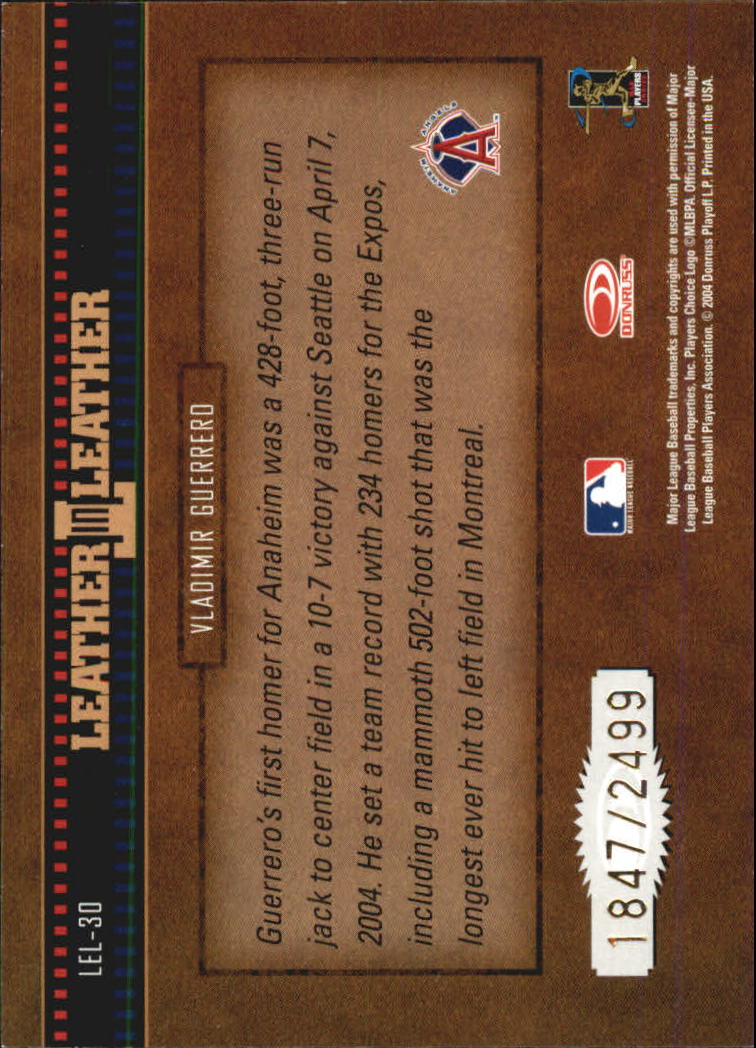 2004 Leather and Lumber Leather in Leather #30 Vladimir Guerrero FG back image