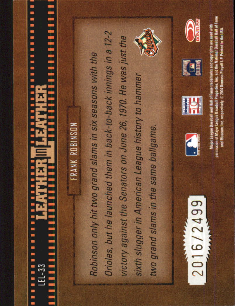 2004 Leather and Lumber Leather in Leather #33 Frank Robinson SH back image