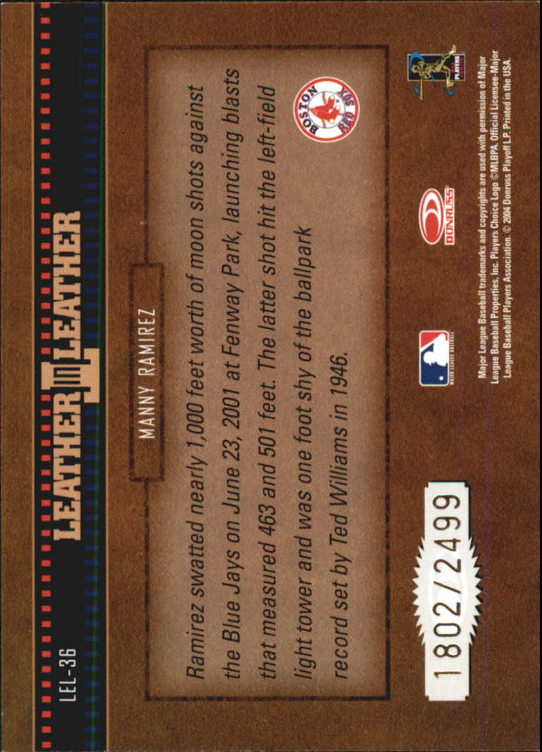 2004 Leather and Lumber Leather in Leather #36 Manny Ramirez SH back image