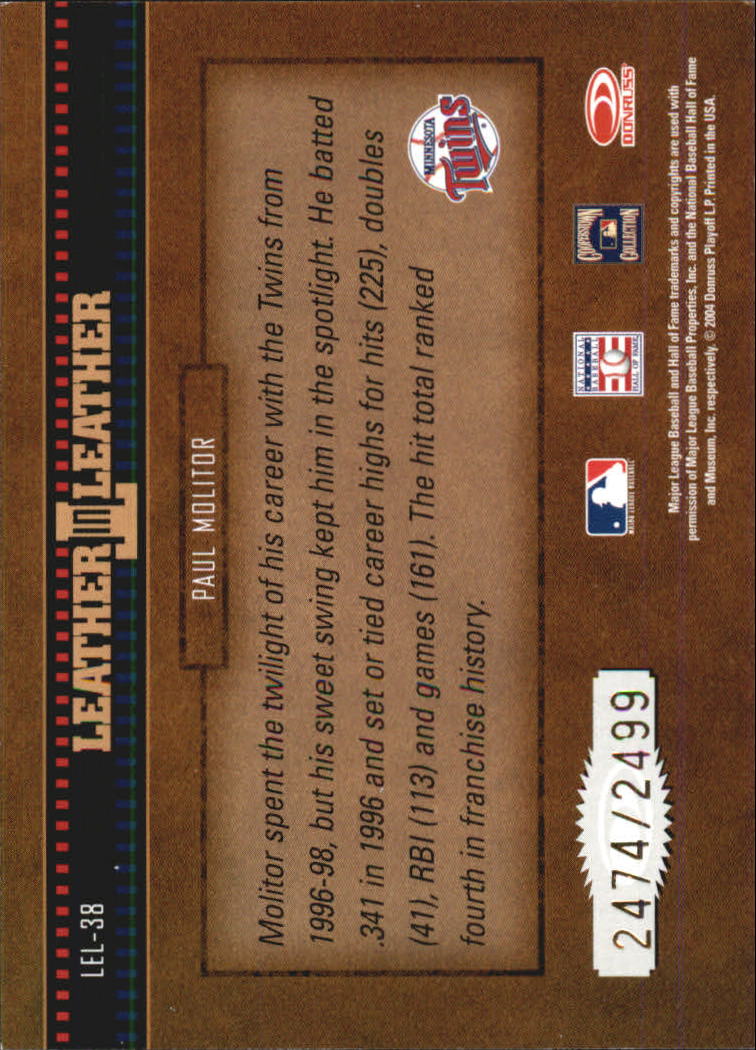 2004 Leather and Lumber Leather in Leather #38 Paul Molitor SH back image