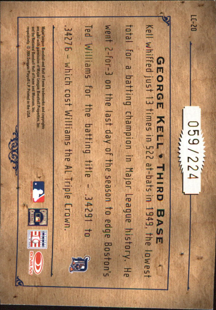 2004 Leather and Lumber Lumber Cuts #20 George Kell/224 back image