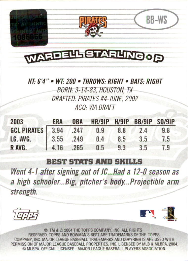 2004 Bowman's Best #WS Wardell Starling FY AU RC back image