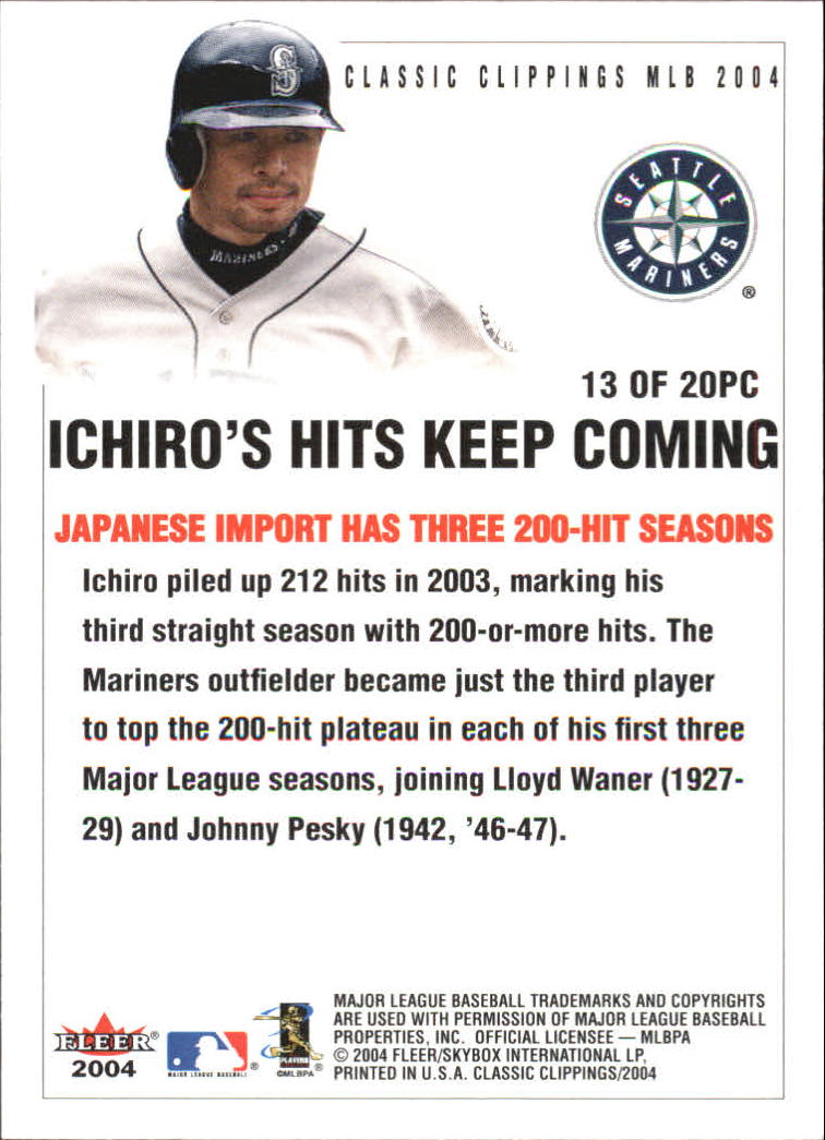 2004 Classic Clippings Press Clippings #13 Ichiro Suzuki back image