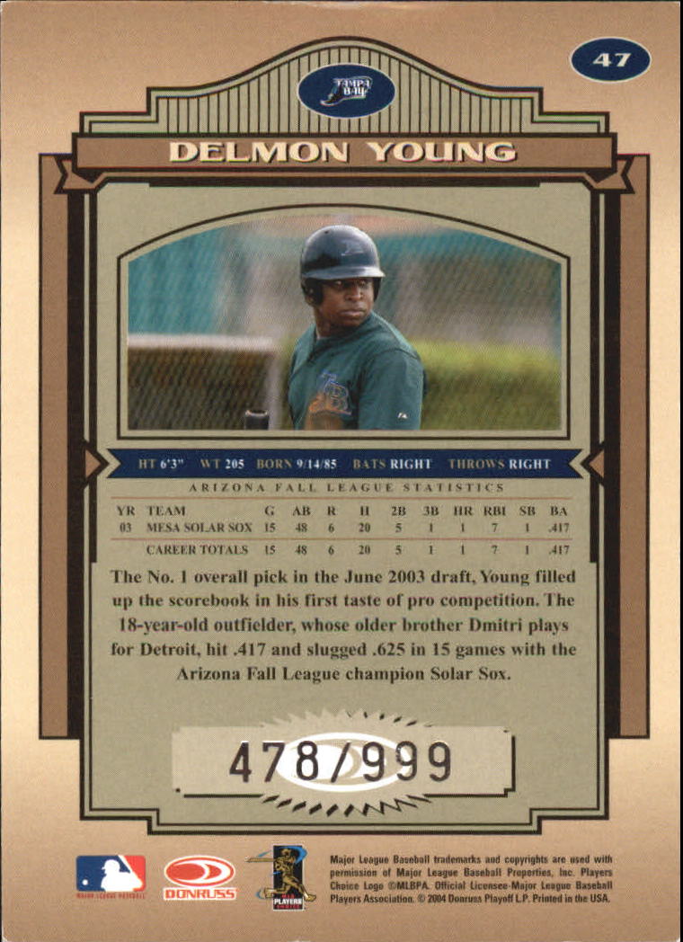 2004 Timeless Treasures #47 Delmon Young back image