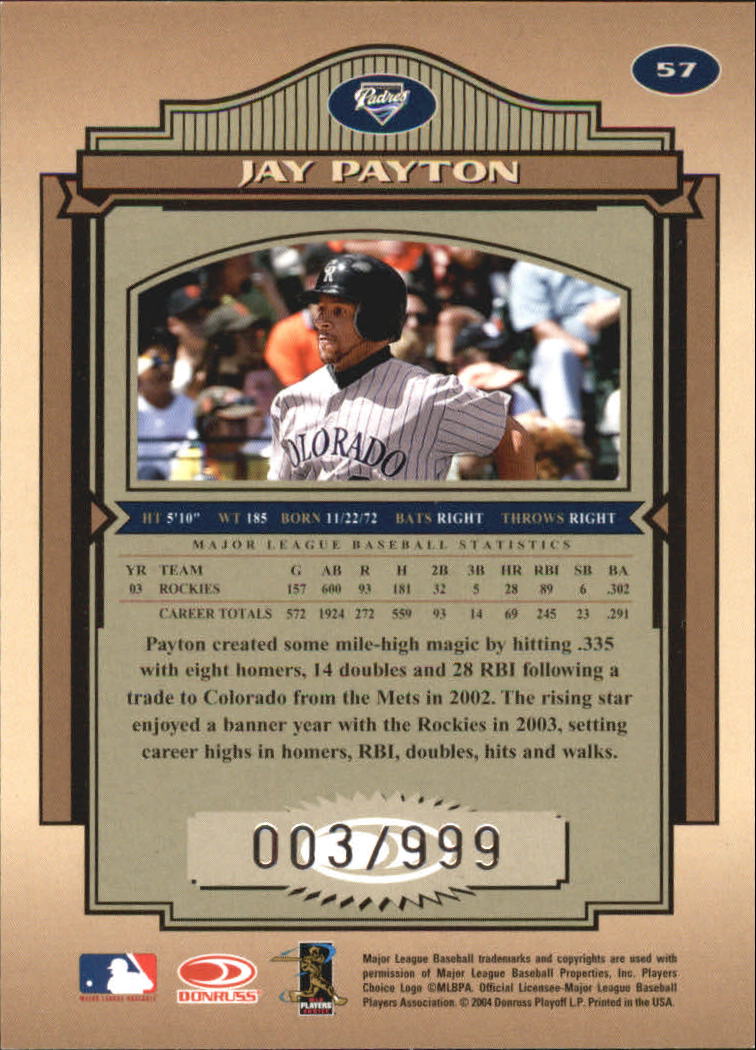 2004 Timeless Treasures #57 Jay Payton back image