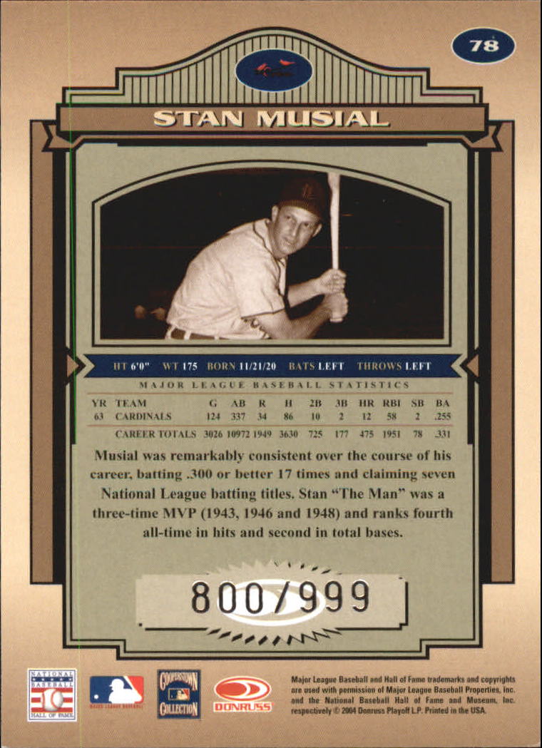 2004 Timeless Treasures #78 Stan Musial back image