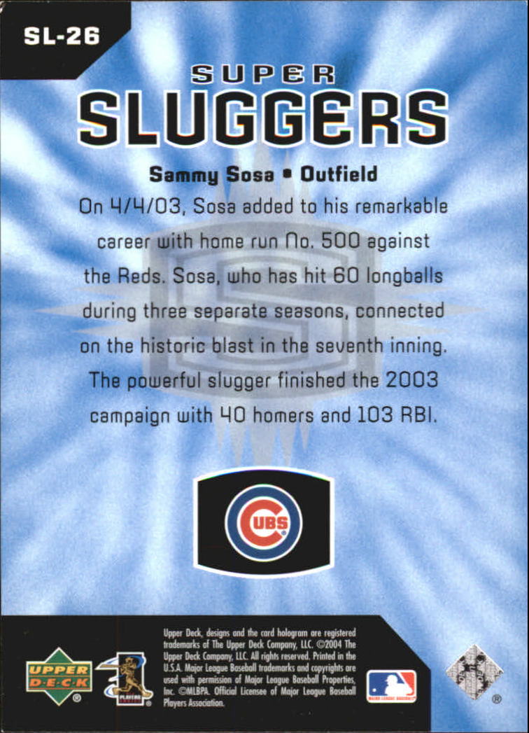 2004 Upper Deck Super Sluggers #26 Sammy Sosa back image