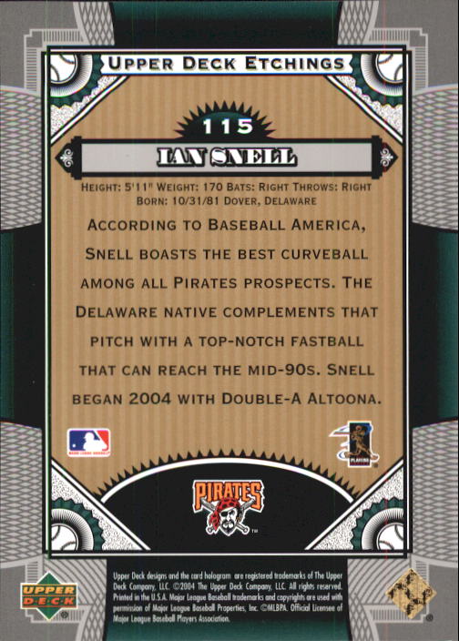2004 Upper Deck Etchings #115 Ian Snell FE RC back image