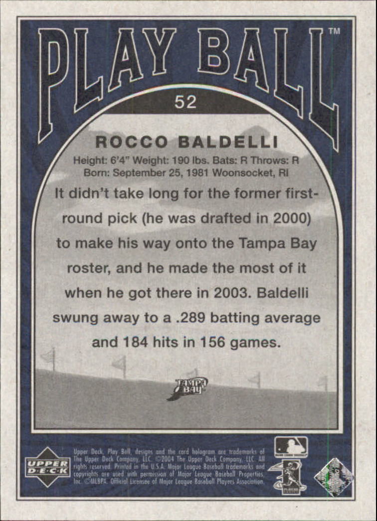 2004 Upper Deck Play Ball Blue #52 Rocco Baldelli back image