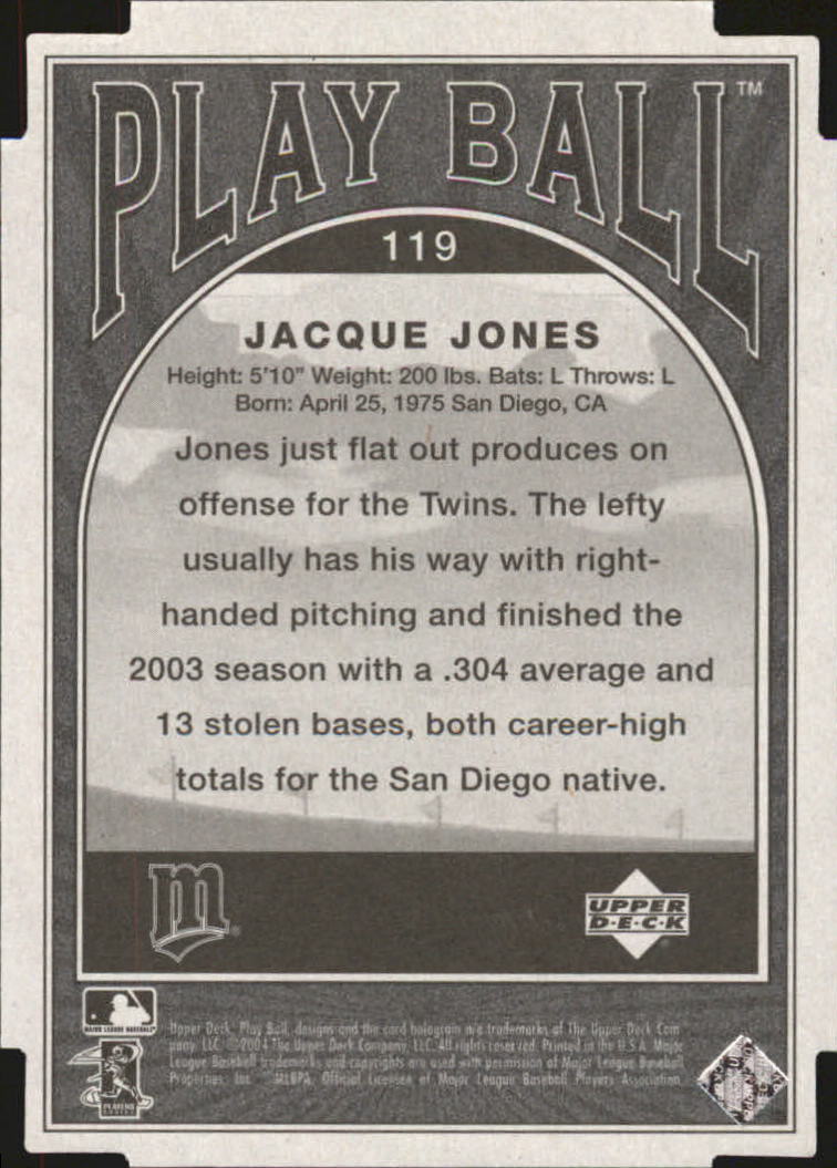 2004 Upper Deck Play Ball Parallel 175 #119 Jacque Jones back image