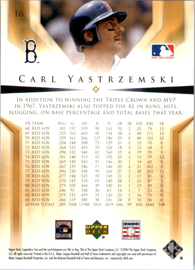 2004 SP Legendary Cuts #16 Carl Yastrzemski back image