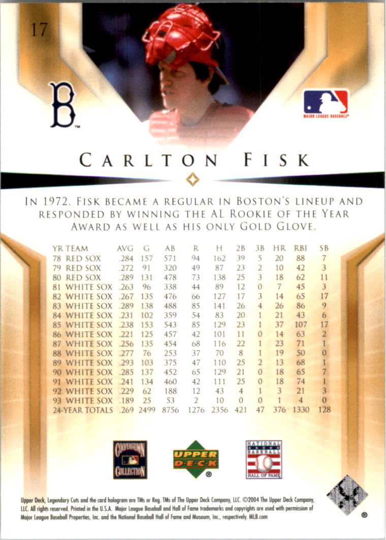 2004 SP Legendary Cuts #17 Carlton Fisk back image