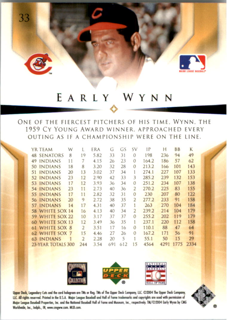 2004 SP Legendary Cuts #33 Early Wynn back image