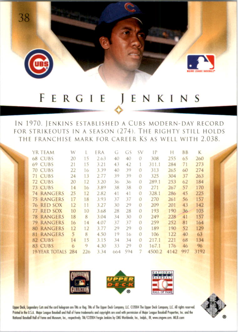 2004 SP Legendary Cuts #38 Fergie Jenkins back image