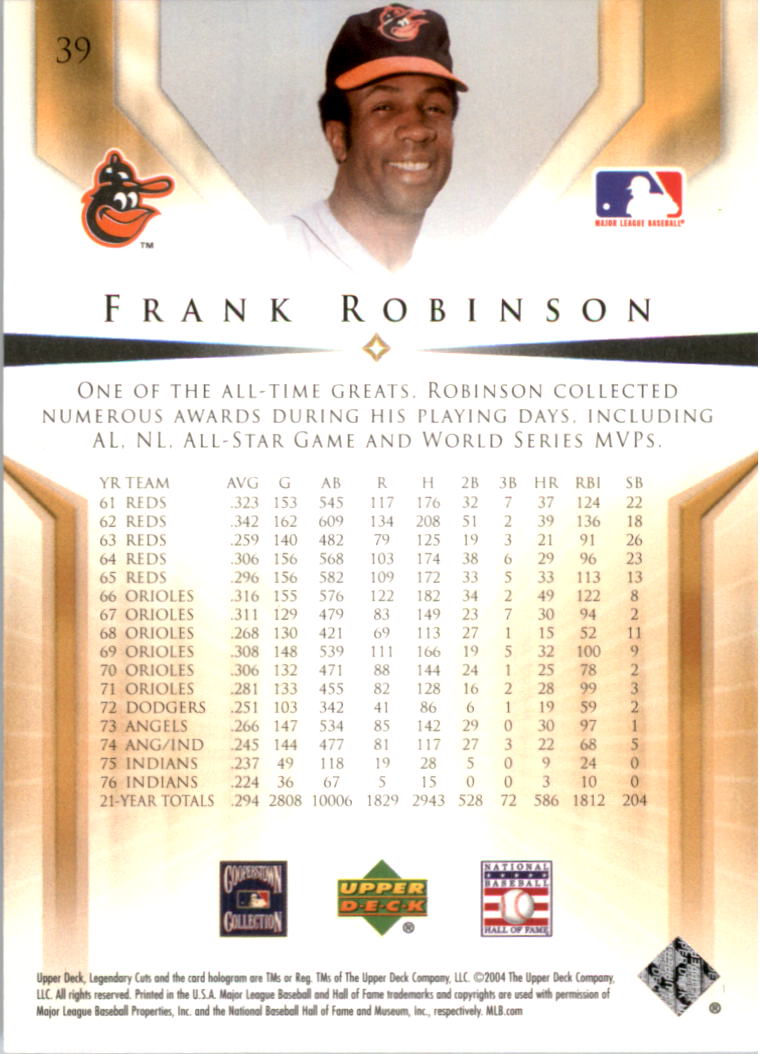 2004 SP Legendary Cuts #39 Frank Robinson back image