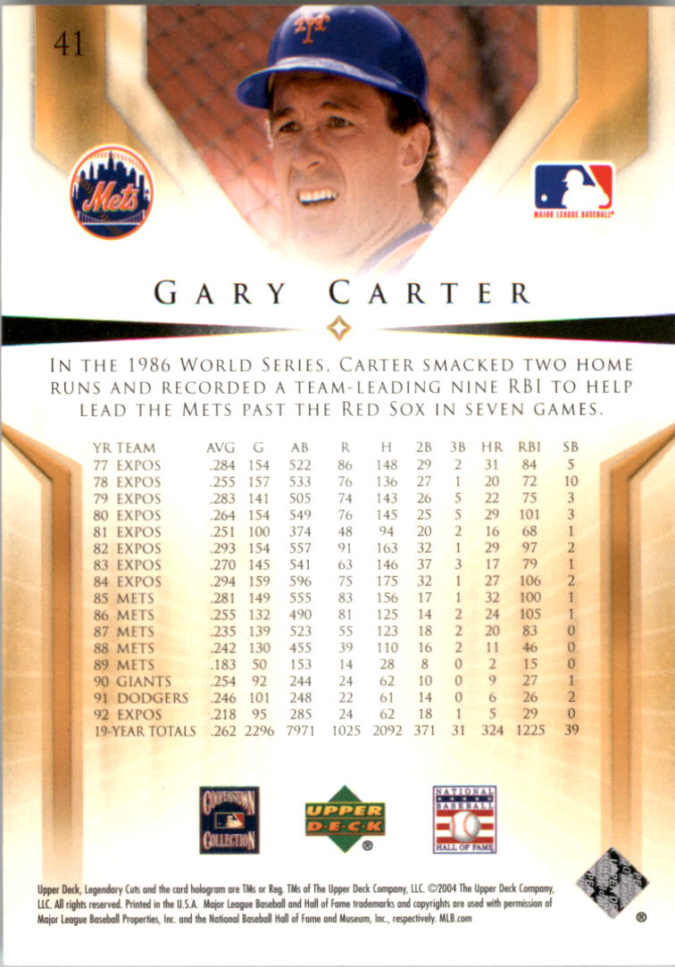 2004 SP Legendary Cuts #41 Gary Carter back image