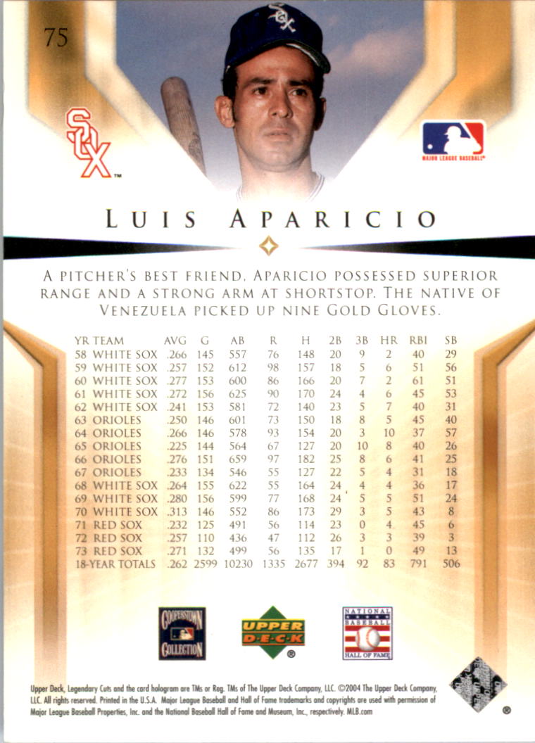 2004 SP Legendary Cuts #75 Luis Aparicio back image