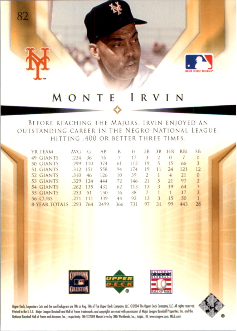 2004 SP Legendary Cuts #82 Monte Irvin back image