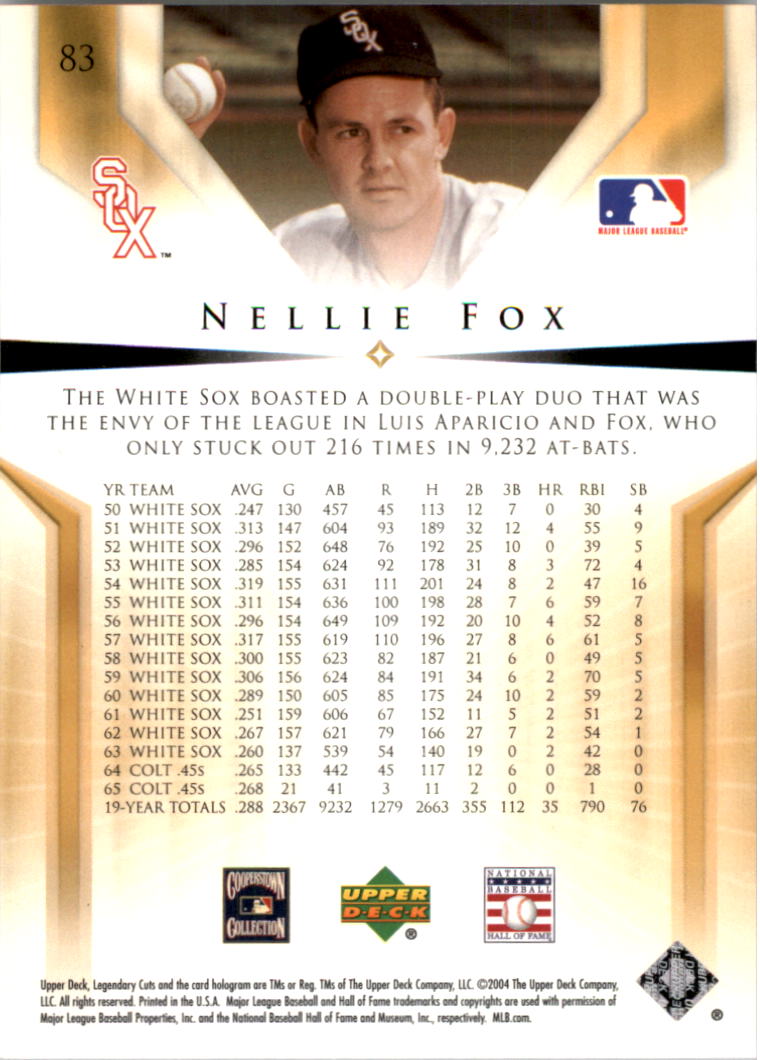 2004 SP Legendary Cuts #83 Nellie Fox back image
