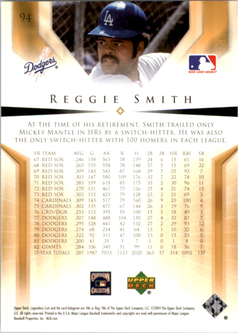 2004 SP Legendary Cuts #94 Reggie Smith back image