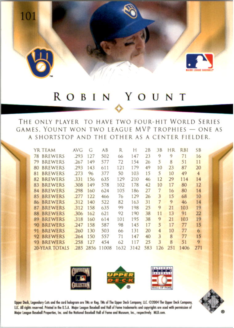 2004 SP Legendary Cuts #101 Robin Yount back image