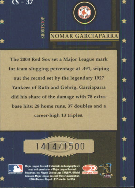 2004 Throwback Threads Century Stars #37 Nomar Garciaparra back image