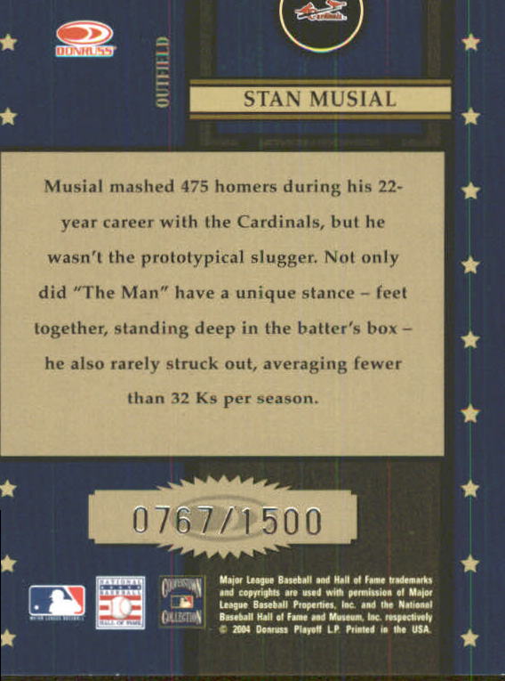 2004 Throwback Threads Century Stars #CS53 Stan Musial back image