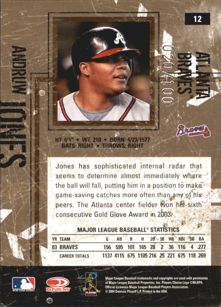 2004 Leather and Lumber Silver #12 Andruw Jones back image