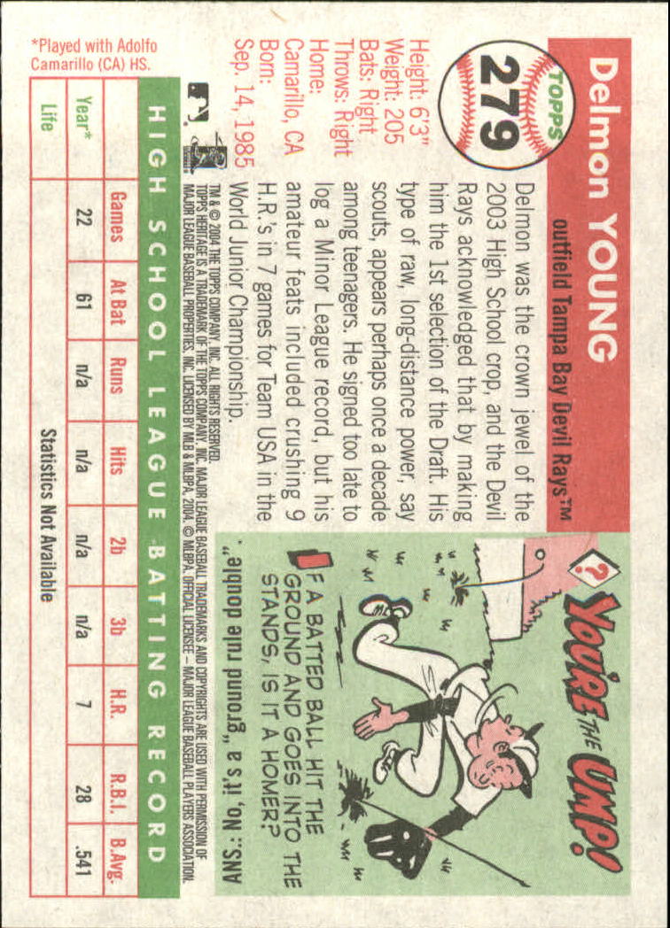2004 Topps Heritage #279 Delmon Young back image