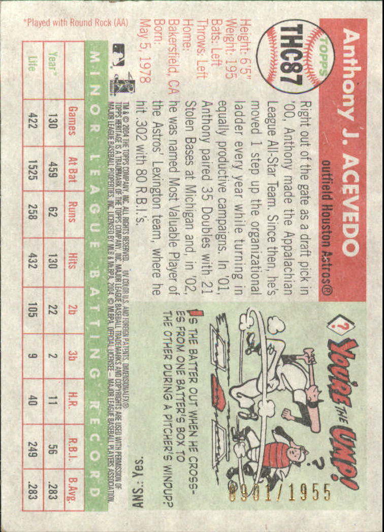 2004 Topps Heritage Baseball "Insert and Insert Parallel" Cards - Picture 17 of 39