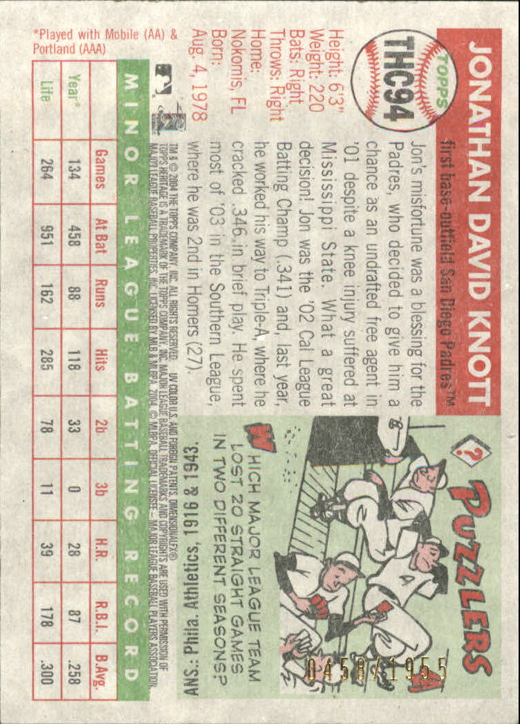 2004 Topps Heritage Baseball "Insert and Insert Parallel" Cards - Picture 15 of 39