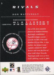 2004 UD Rivals #3 Don Mattingly back image
