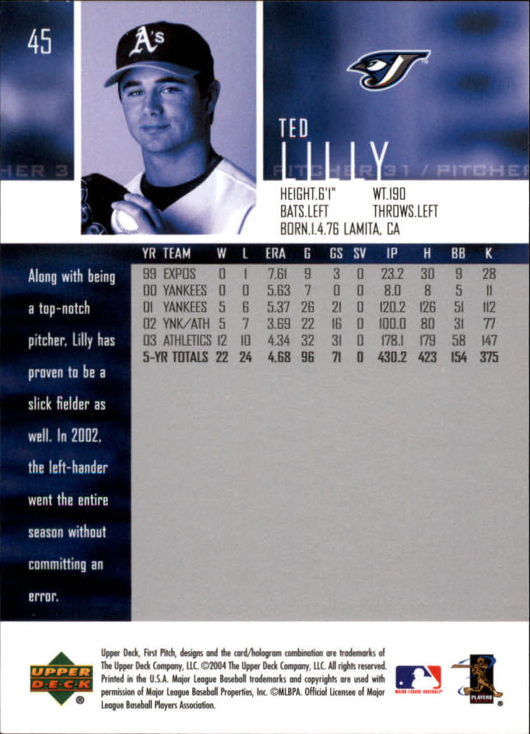 2004 Upper Deck First Pitch #45 Ted Lilly back image
