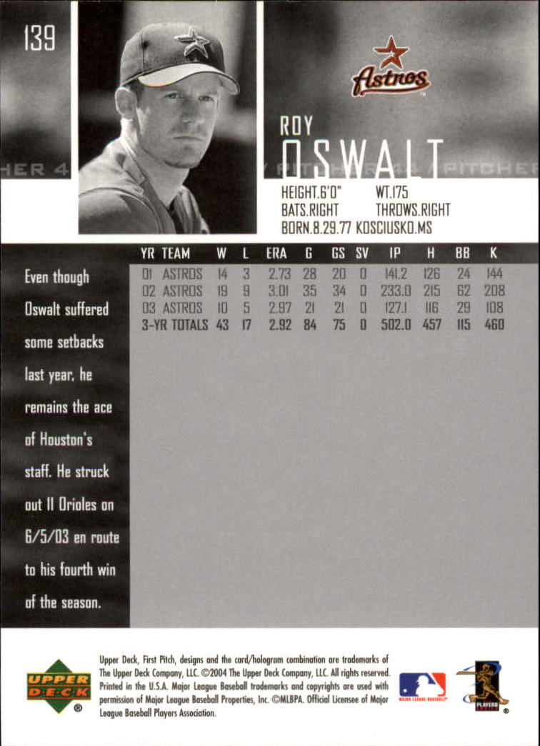 2004 Upper Deck First Pitch #139 Roy Oswalt back image