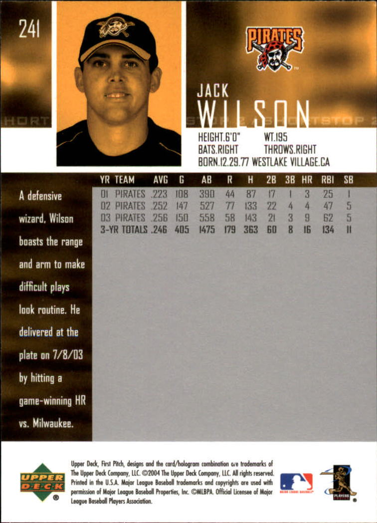 2004 Upper Deck First Pitch #241 Jack Wilson back image