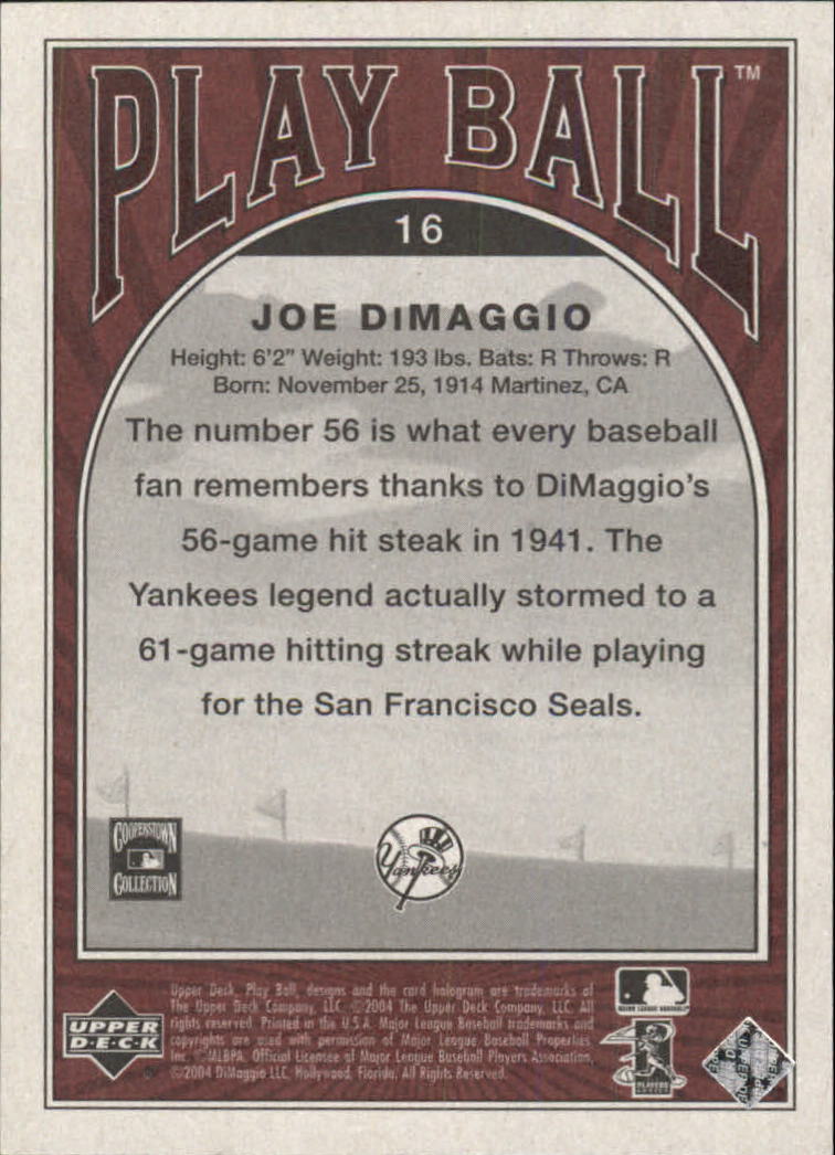 2004 Upper Deck Play Ball #16 Joe DiMaggio back image