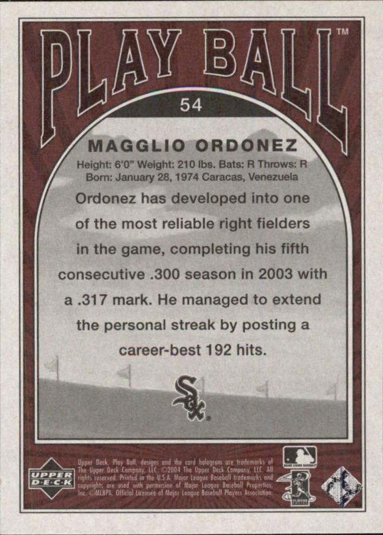 2004 Upper Deck Play Ball #54 Magglio Ordonez back image
