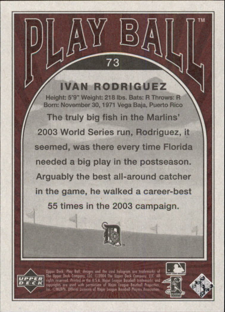 2004 Upper Deck Play Ball #73 Ivan Rodriguez back image